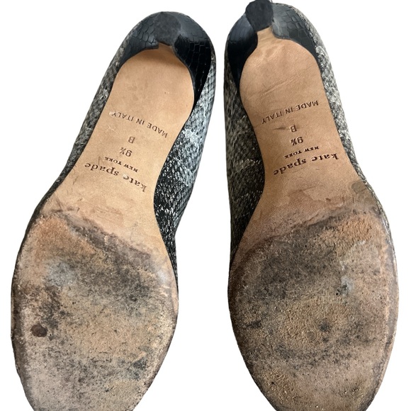 Kate Spade Karolina Heels Pumps Shoes Two Tobe Snakeskin Patent Black White 9.5 - Picture 7 of 8